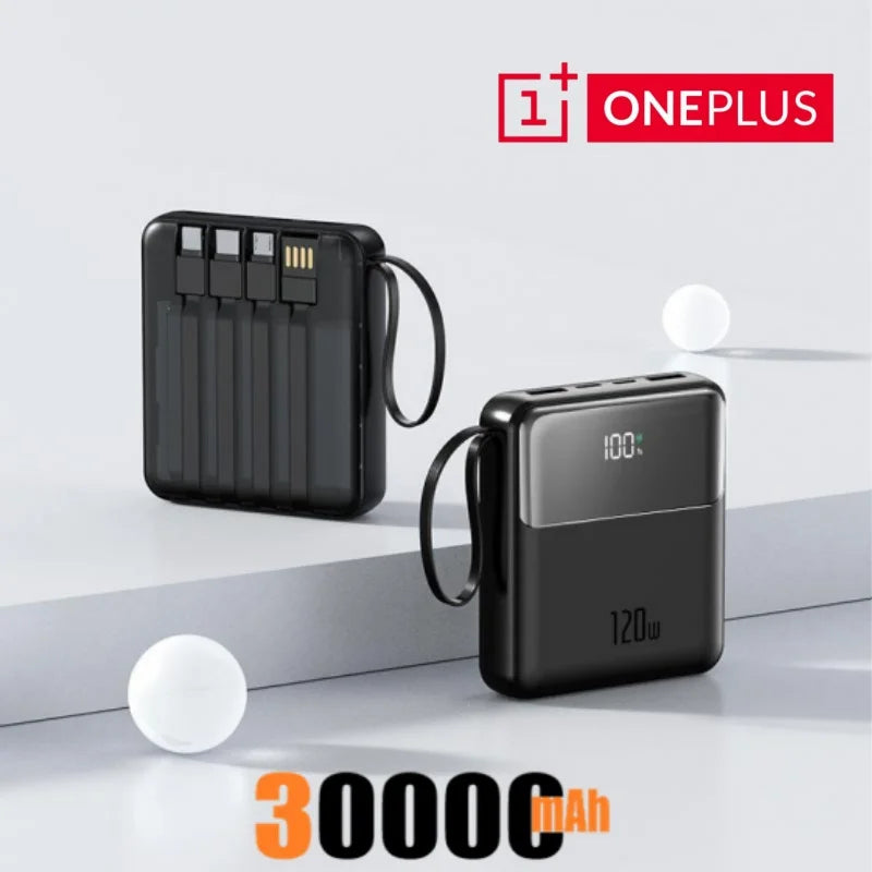 Bærbar powerbank 50000mAh 120W superrask lading mobil eksternt batteri med fire kabler lader egnet for iPhone Xiaomi