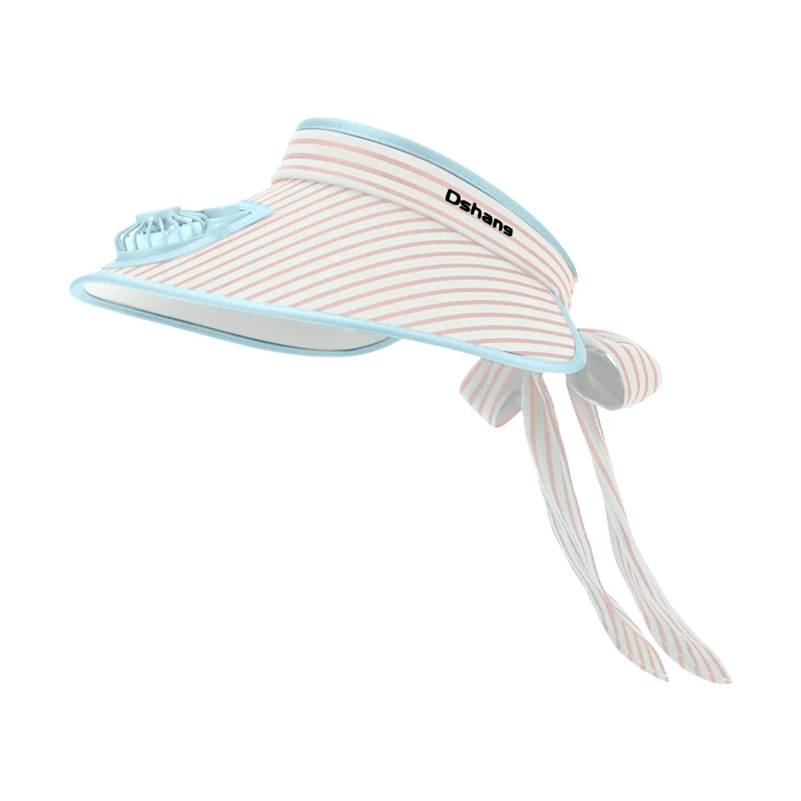 Gorro de sol con ventilador solar para mujer, moda, rayas, parte superior vacía, sombrero de verano con ventilador, visera bonita con tiras y lazo, sombreros de playa para exteriores