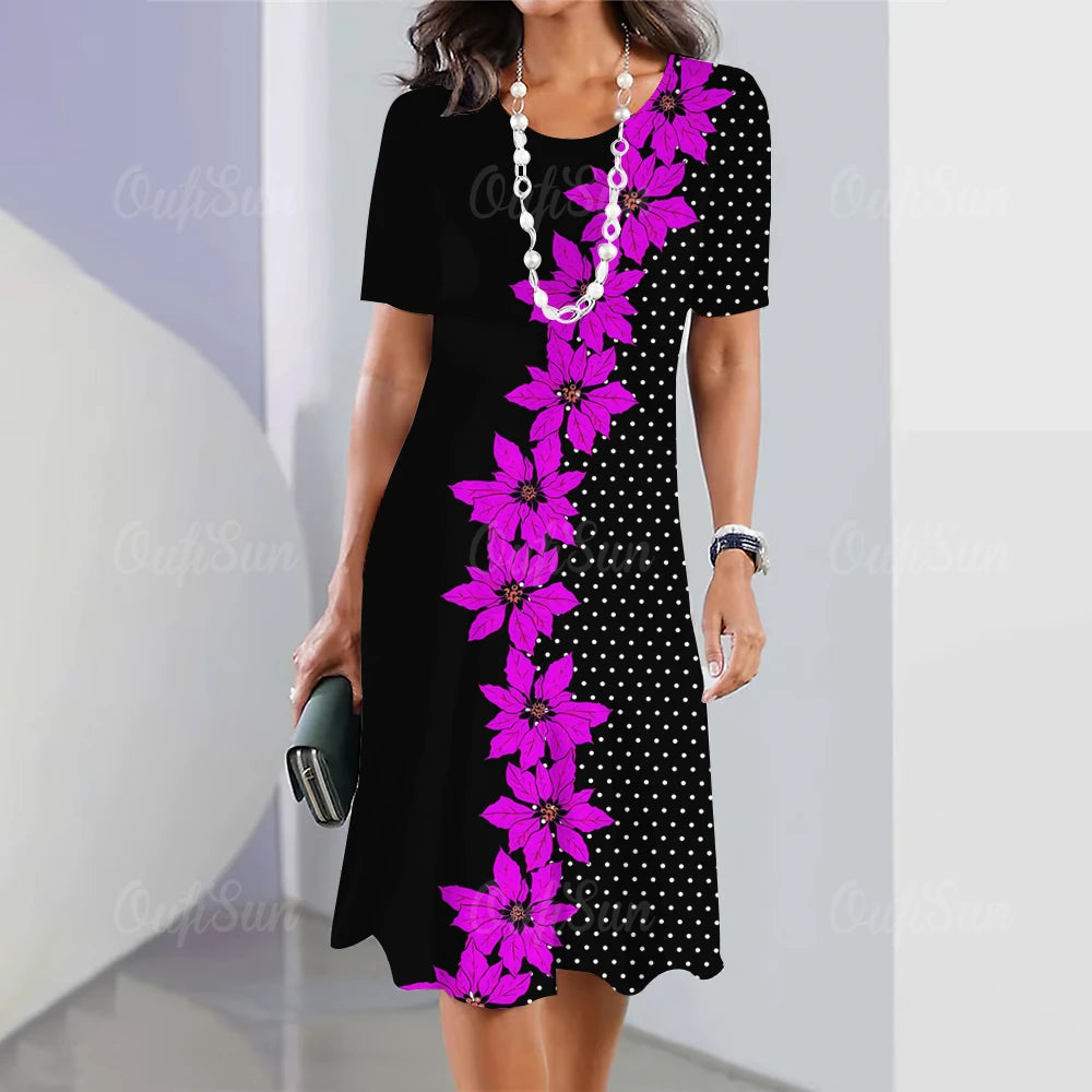 Women’s Butterfly & Floral Print Midi Dress – Elegant, Fresh & Perfect for Summer
