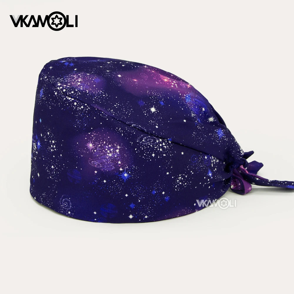 Gorros de enfermería de moda ajustables de algodón con estampado de flores Sombreros ajustables de alta calidad que absorben el sudor Gorro elástico multicolor
