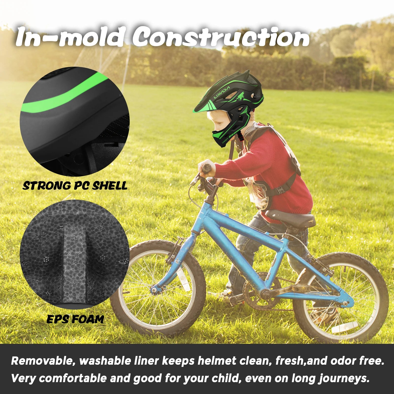 Lixada Casque intégral pour enfants, détachable, équipement de sécurité pour le sport, le vélo, le skateboard, le roller