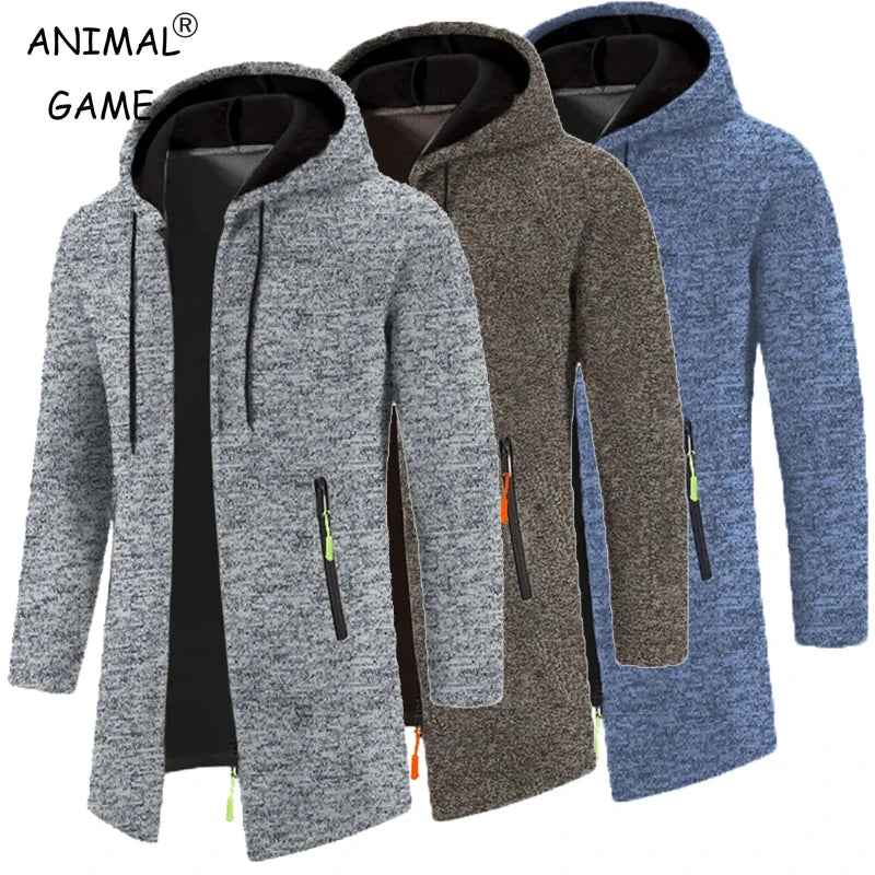 Sweat-shirt à capuche pour homme, manches longues, fermeture éclair, surdimensionné, noir