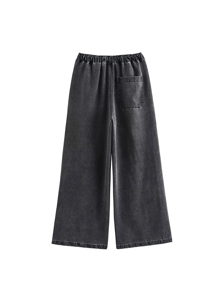Conjuntos de Jeans Otoño 2024 para Mujer, Top Casual con Cuello Vuelto, Moda de Cintura Alta, Pantalón de Mezclilla Urbano para Mujer, Conjunto de Dos Piezas
