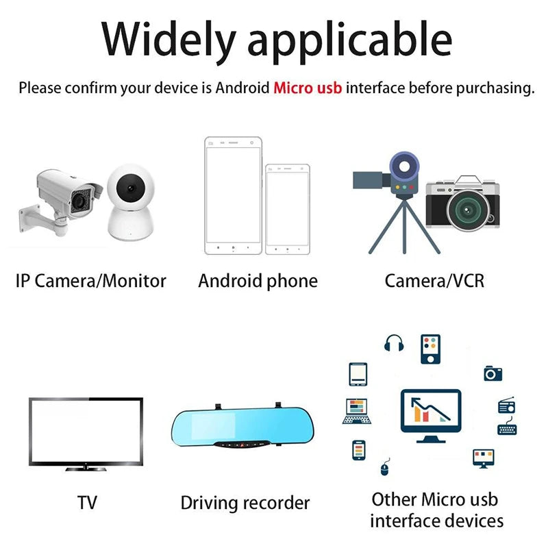 Cable de carga Android extralargo adecuado para monitorear grabadoras de conducción, impresoras, cable de carga de extensión Micro USB 3M 5M 10M