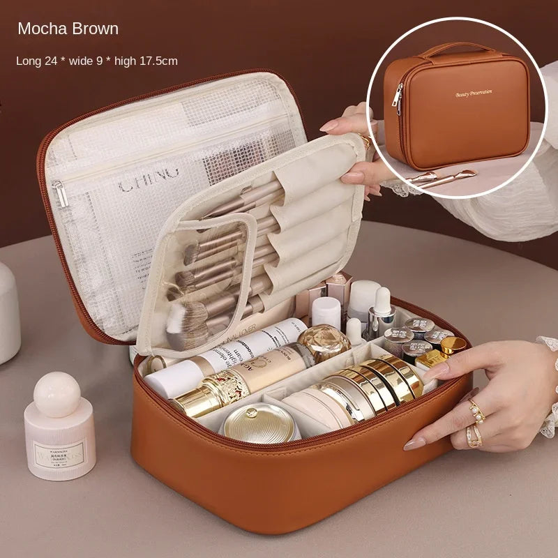 Nuevo neceser de cosméticos para mujer, bolso portátil, bolsa de almacenamiento de gran capacidad, neceser de lujo, organizador de viaje, esenciales, neceser de aseo