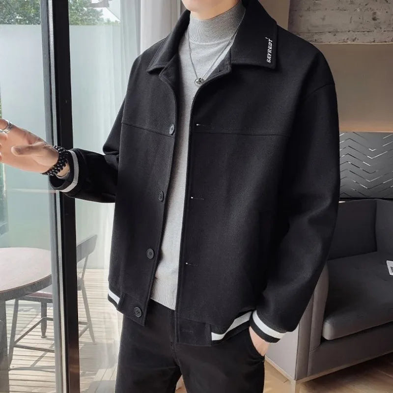 Men's Jackets Spring Autumn Short Slim Fit Male Wool & Blends Coats Cheap Clothes Offer Stylish Vintage Clothing Fashion