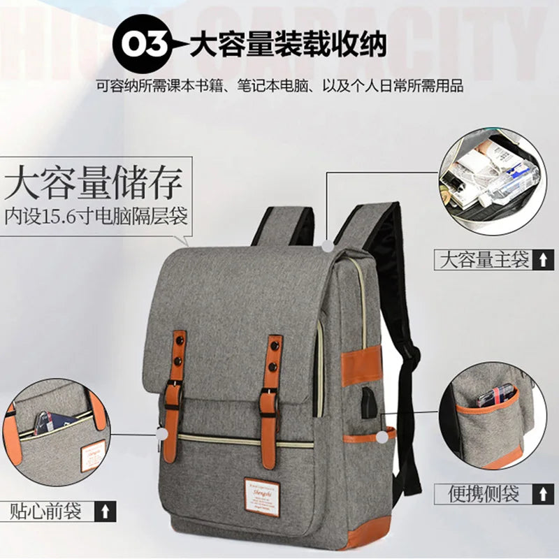 Backpack, Casual Large-Capacity Laptop Bag, Student School Bag, Multi-Functional Bag, Outdoor Travel Backpack, Unisex Bag