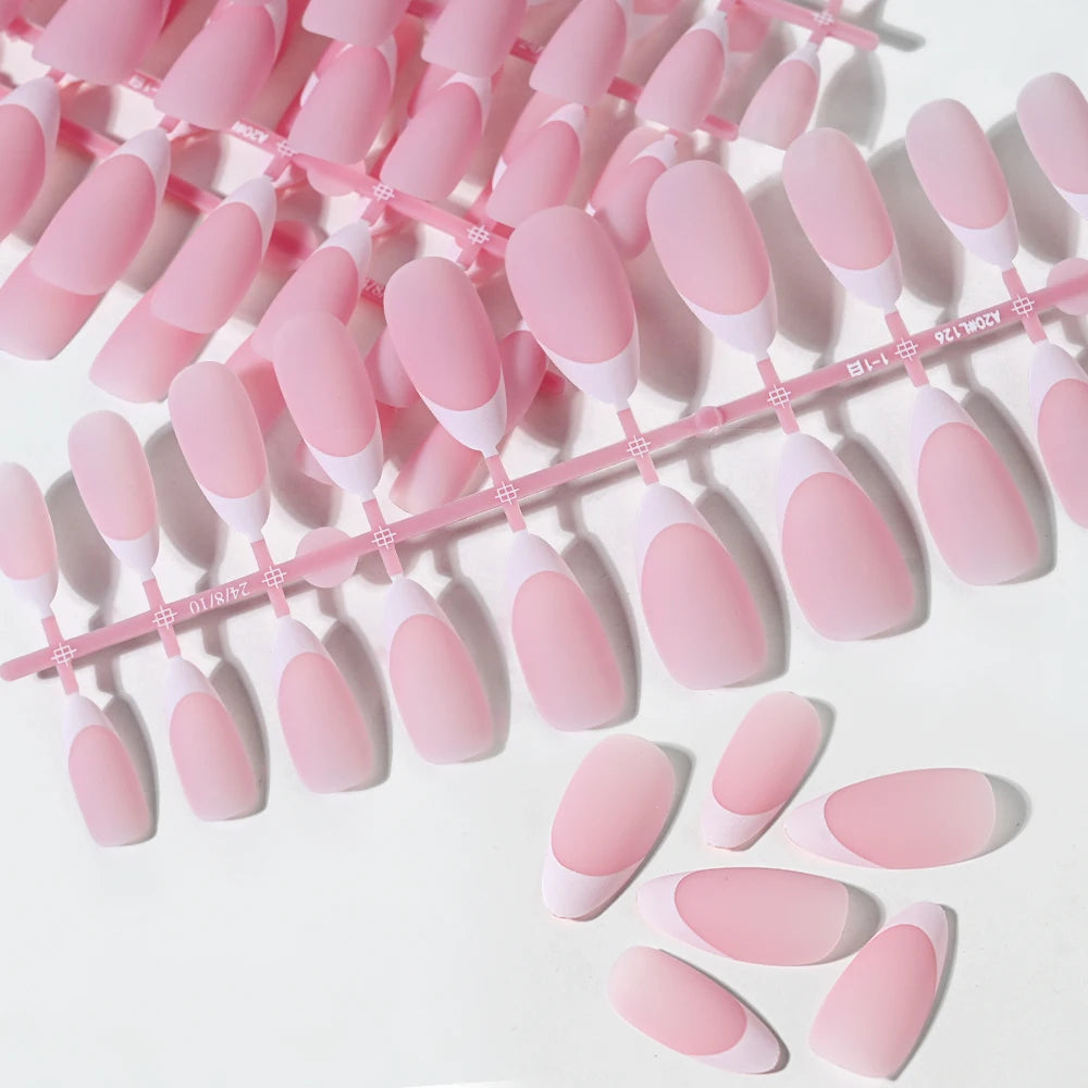 120/150 stk. matte hvite franske gelnegletipps medium mandel hudfargede presse-on negler 0,75-2,6 cm rosa/hudfargede ABS myke gelnegletipps