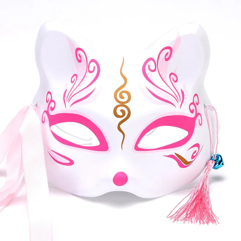 Máscara de conejo de estilo japonés, máscaras de media cara, zorros, conejo, accesorios de cosplay, máscaras de fiesta de disfraces de Halloween, máscara de anime para mujeres y hombres