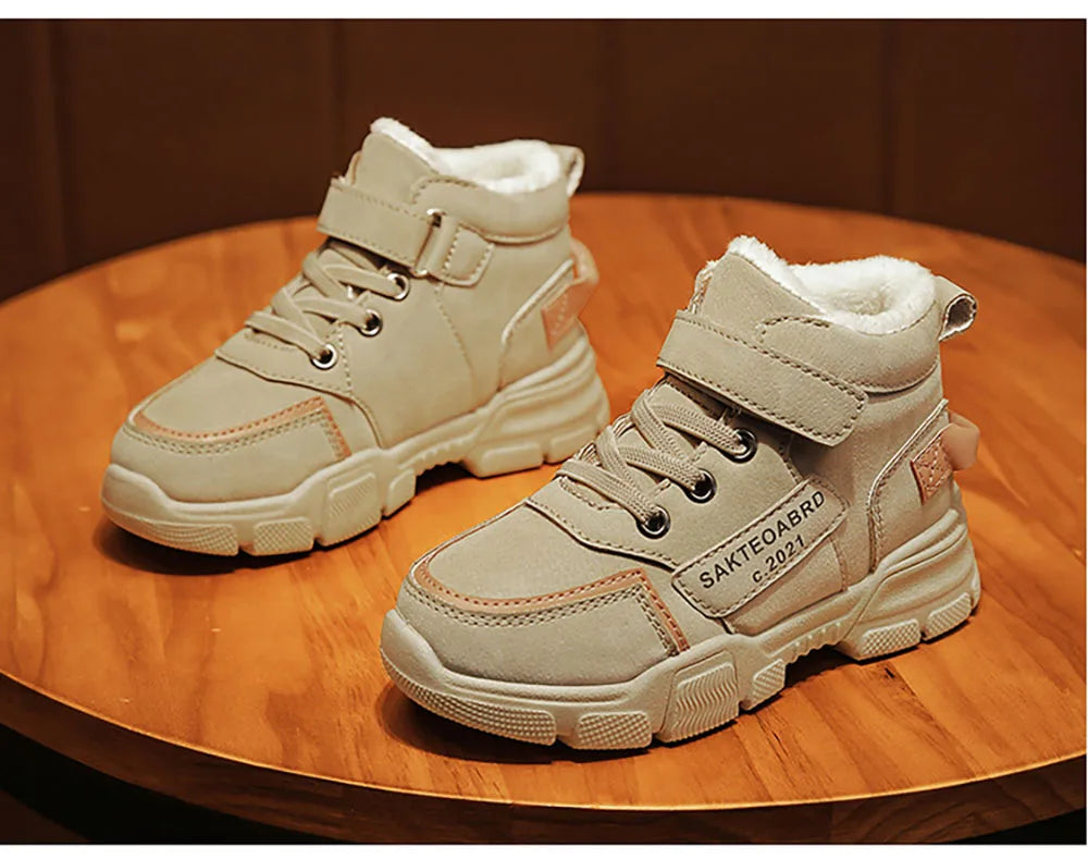 Winter Snow Boots For Children rend Fashion Plush Cotton Shoes Thick Warm Teenager Faux Fur Boots For Kids