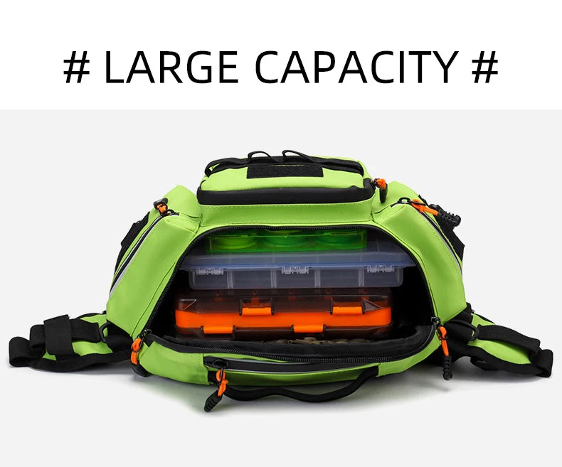 Riñonera para Señuelos de Pesca, Caja de Pesca Grande, Accesorios para Deportes al Aire Libre, Bolsa de Cinturón para Equipo de Pesca, Bandolera de Pesca con Múltiples Bolsillos