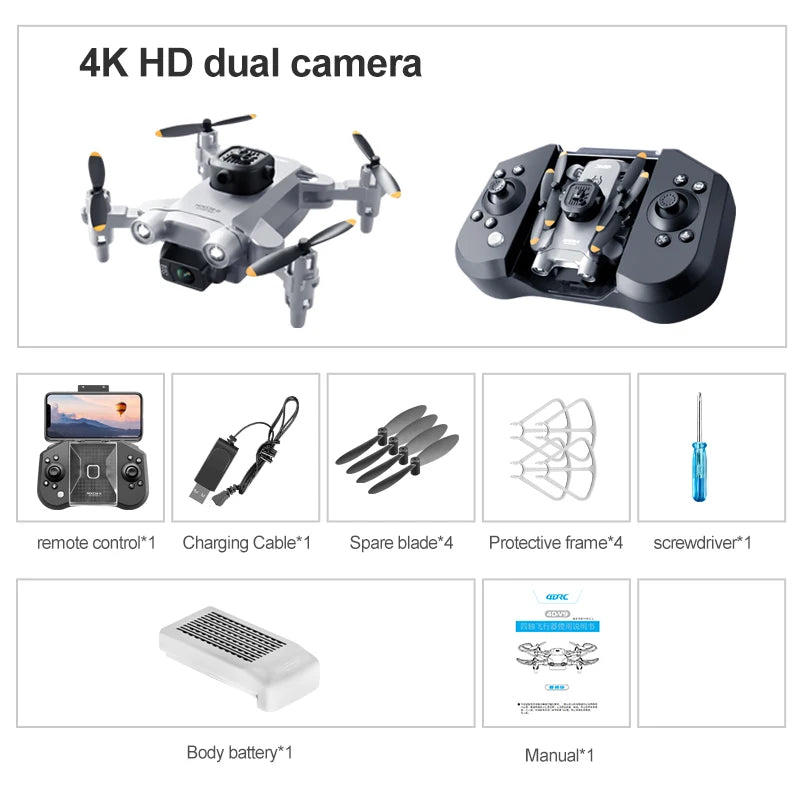 Mini drone 4DRC V30 4K HD double caméra WIFI FPV, drone professionnel à cinq côtés pour éviter les obstacles, hélicoptère RC, jouet cadeau