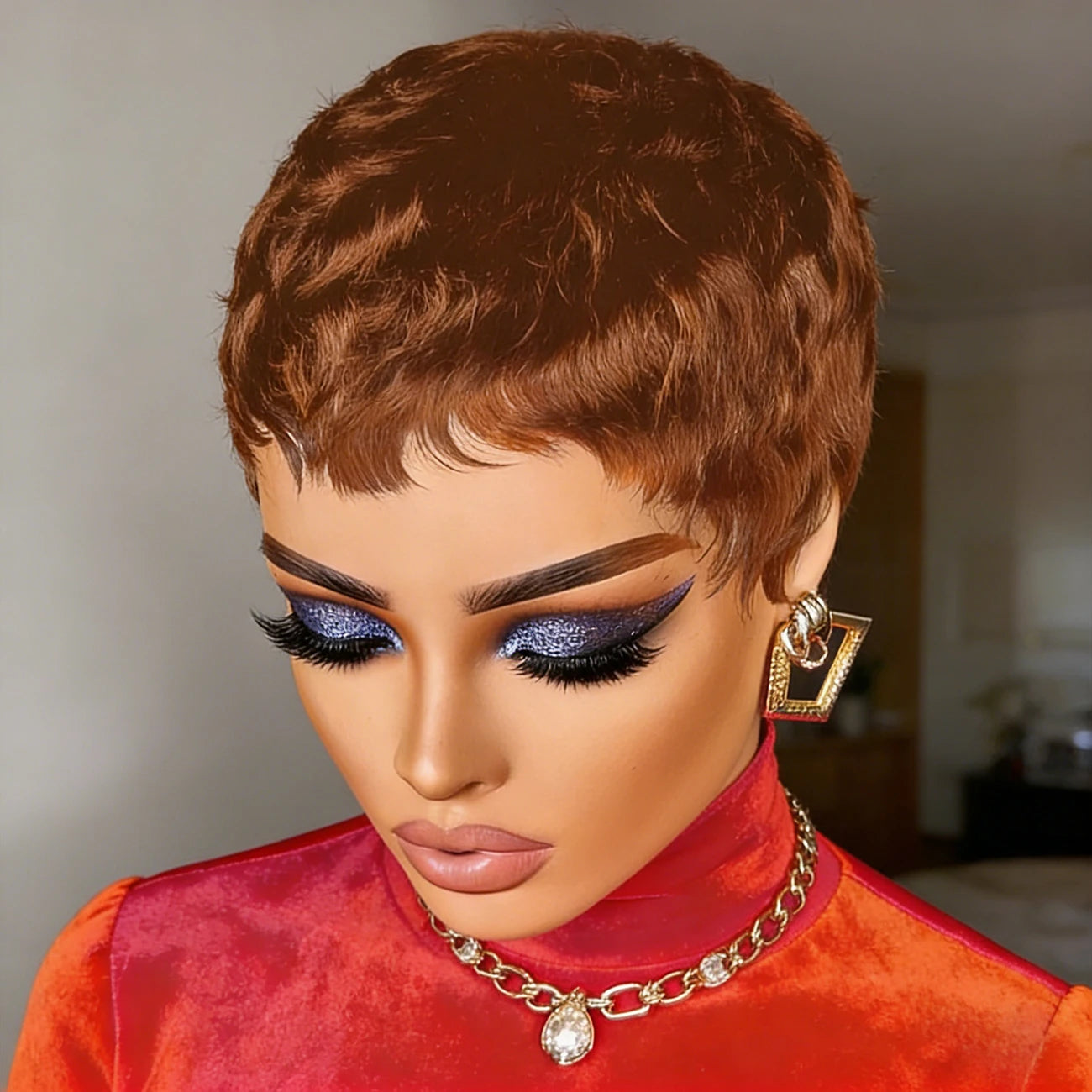 Short Black Curly Pixie Wigs for Women Machine Made Natural Wavy Black Pixie Cut Affordable Price Wigs For Daily Wear Wigs