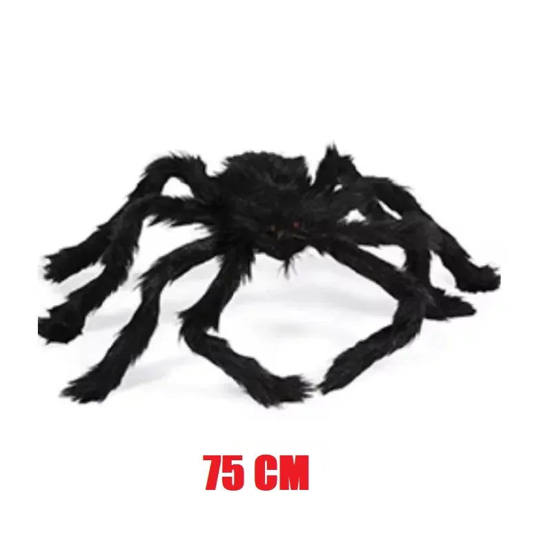 Araña Grande de Peluche de Halloween, Decoración de Halloween de Terror, Accesorio de Fiesta, Decoración Gigante de Araña para Exteriores de 30-200cm, Broma de Cámara, Araña Negra