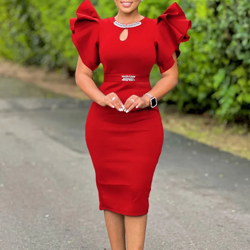 Polyester African Party Evening Dresses for Women Summer Elegant African Short Sleeve Long Maxi Dress Gowns Africa Clothing