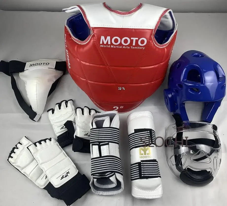 Set de entrenamiento de equipo de protección de combate de Taekwondo, equipo de combate real, conjunto de equipo de protección de artes marciales engrosado para competición