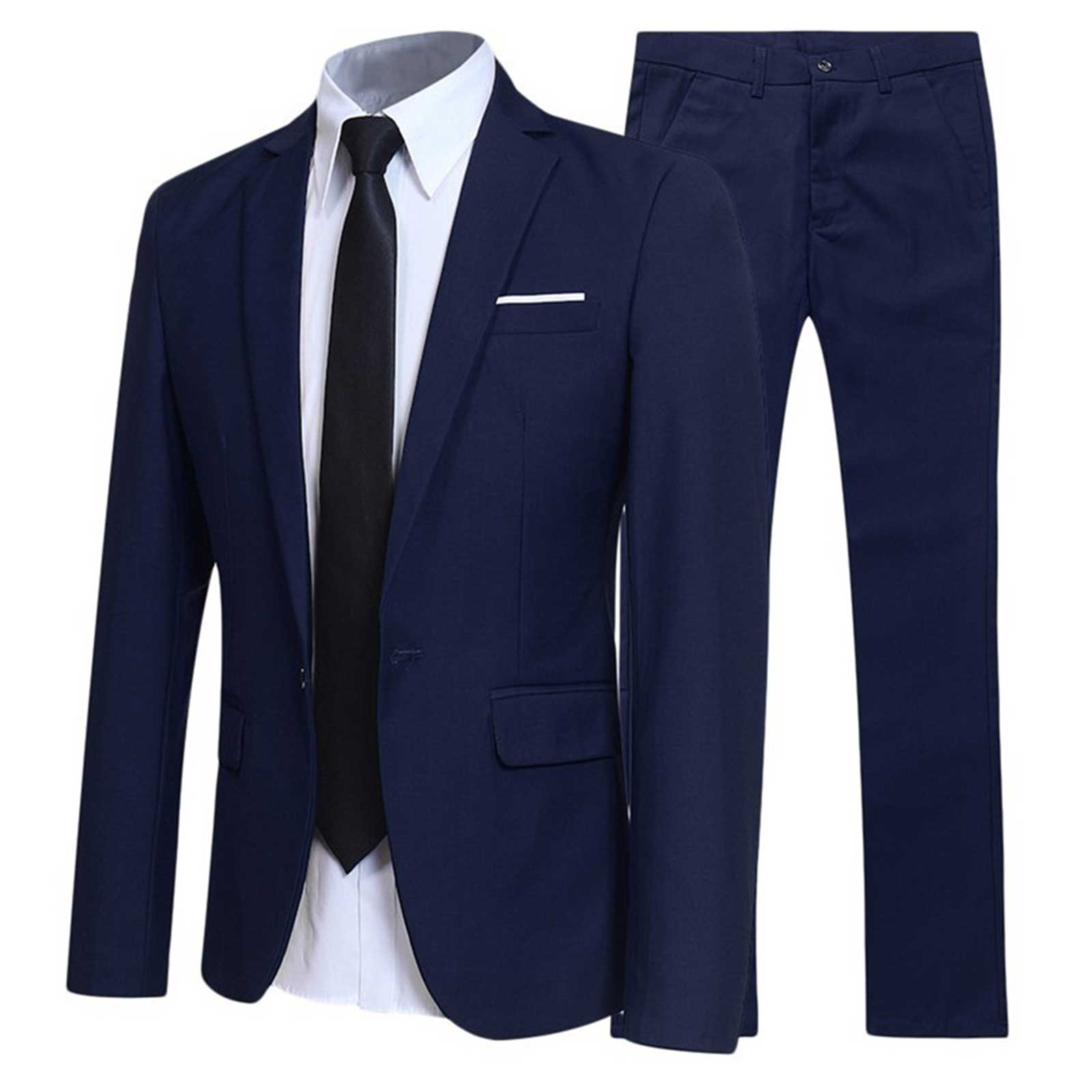 Traje de hombre de caballero de 2 piezas, uniforme formal, chaqueta de blazer de manga larga con solapa y pantalón, trajes para reuniones de oficina, negocios y fiestas de boda