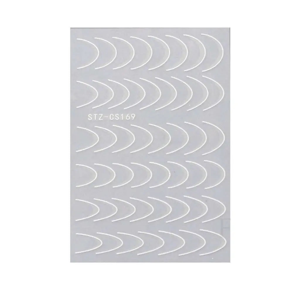 Folier Fransk Stil Neglekunst Sliders Geometrisk Mønster Striper Negleklistremerker Manikyr 3D Linjer Neglekunstdekorasjon