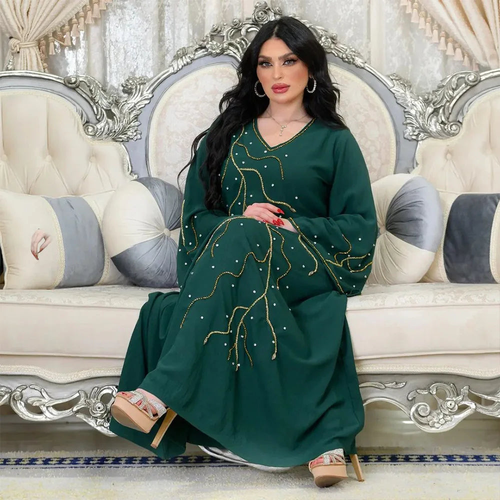 Caftan Eid Élégante Robe Musulmane Fête Ramadan Dubaï Abaya Turquie Robes Longues de Soirée Islamiques Musulmane Élégantes Vestidos
