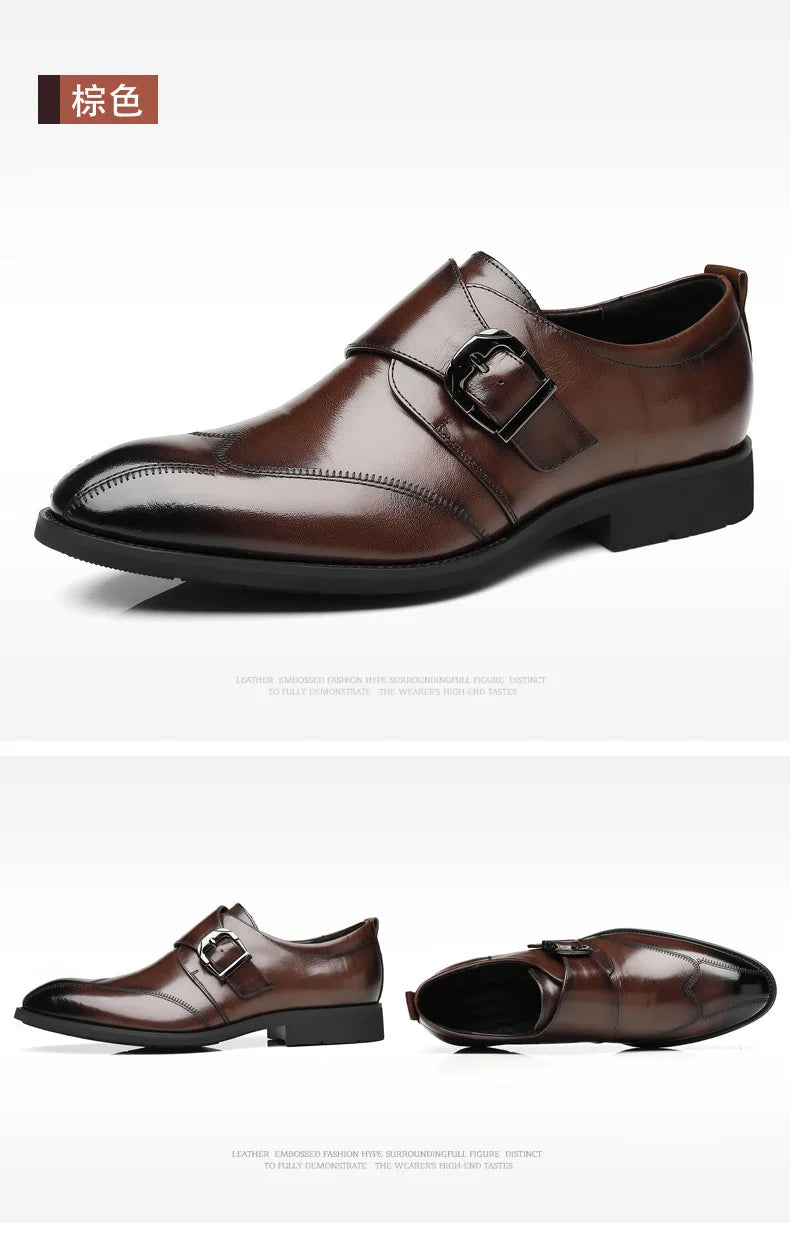 Zapatos de vestir de negocios para hombre con cierre, zapatos de cuero formales para hombre, calzado Oxford, mocasines Oxford de cuero de alta calidad para hombre