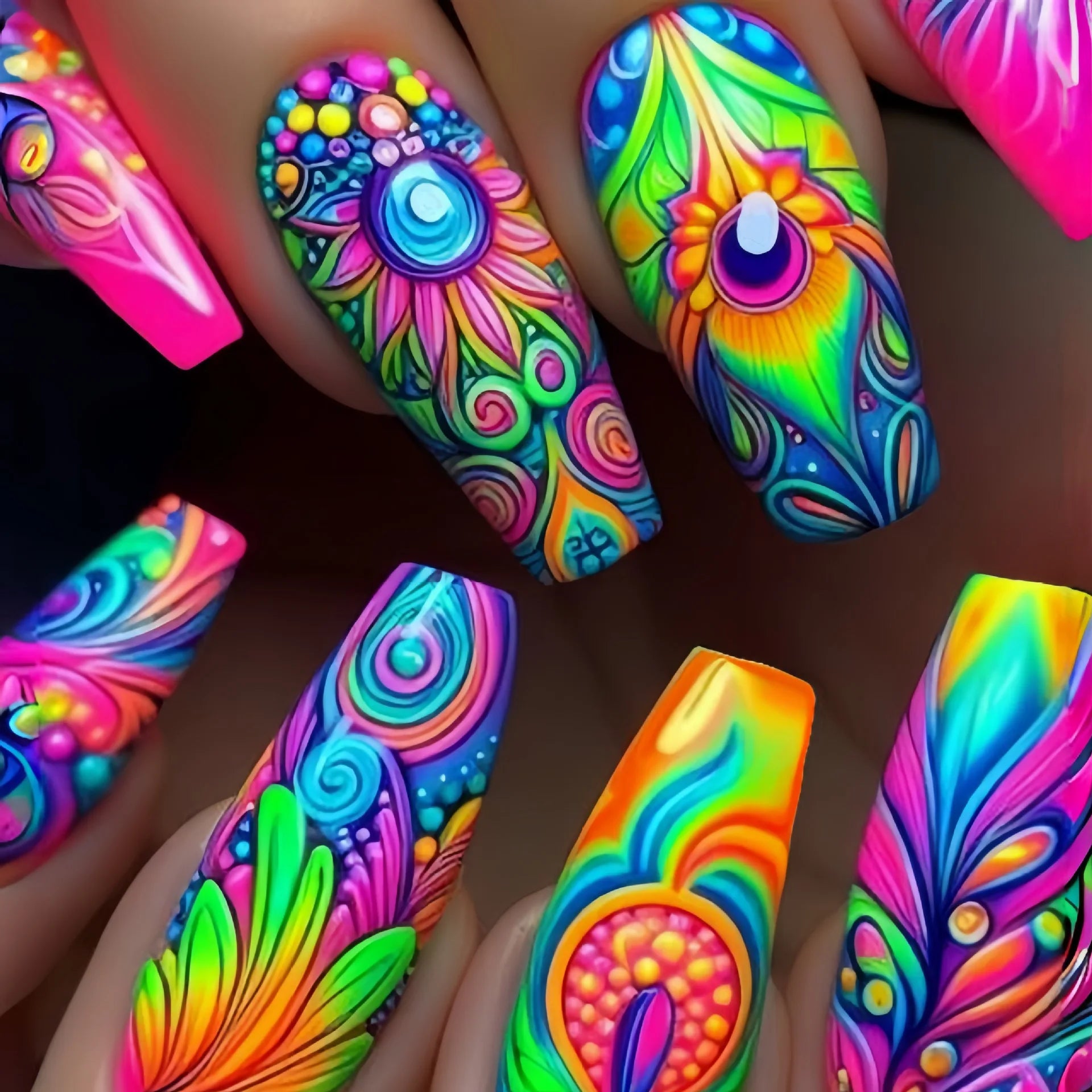 24 Piezas Uñas Postizas Ataúd Dulce Fresco Mariposa Flor Acrílico Brillo Uñas Falsas Brillantes Cubierta Completa Otoño Puntas de Uñas a Presión