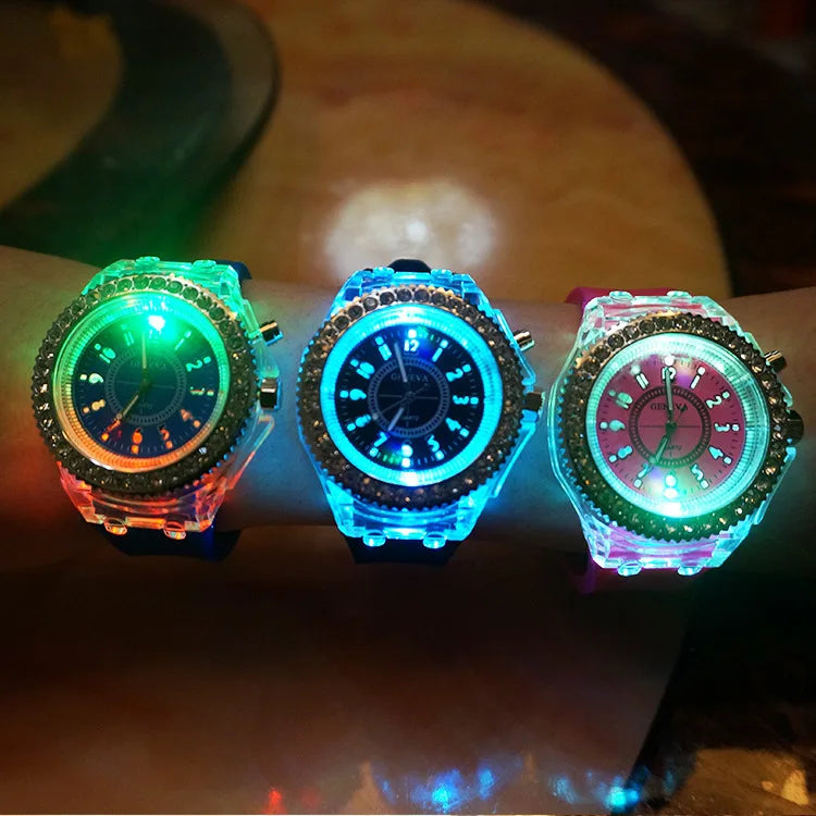 Montre en gelée multicolore à LED – Amusante, flashy et tendance pour tous