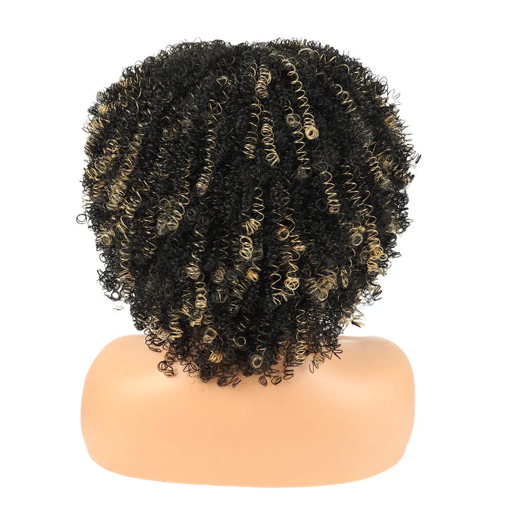 Synthetic Afro Kinky Curly Hair Wigs With Bangs Soft Fluffy Fiber Cheap Machine Made Wig For Women Party Cosplay Daily Use