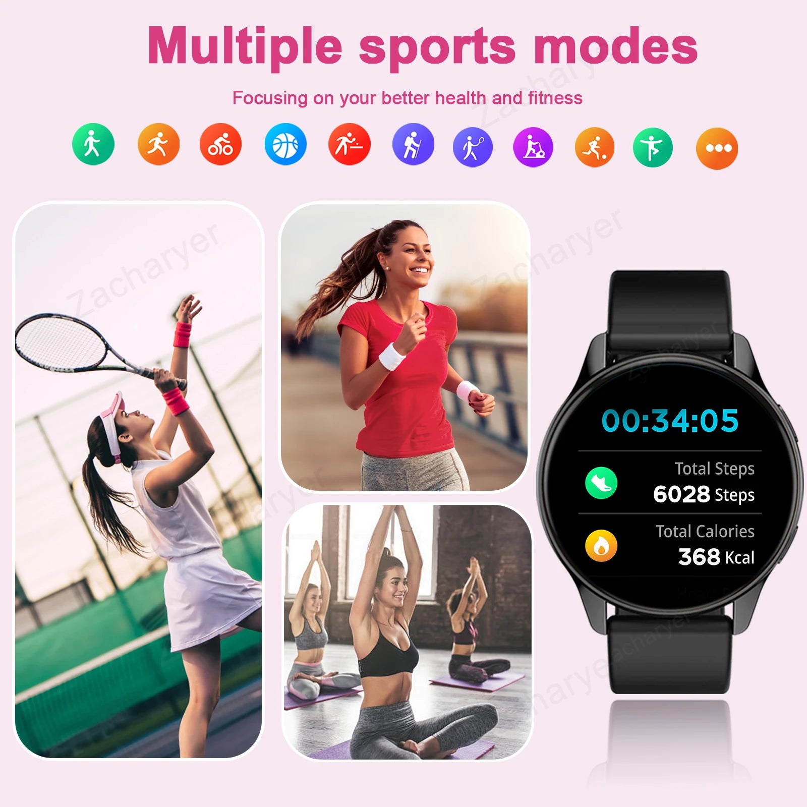 Reloj inteligente, llamadas/marcación inalámbricas, modo multideporte, alertas, para hombres y mujeres, fondo de pantalla personalizable, iPhone/Android