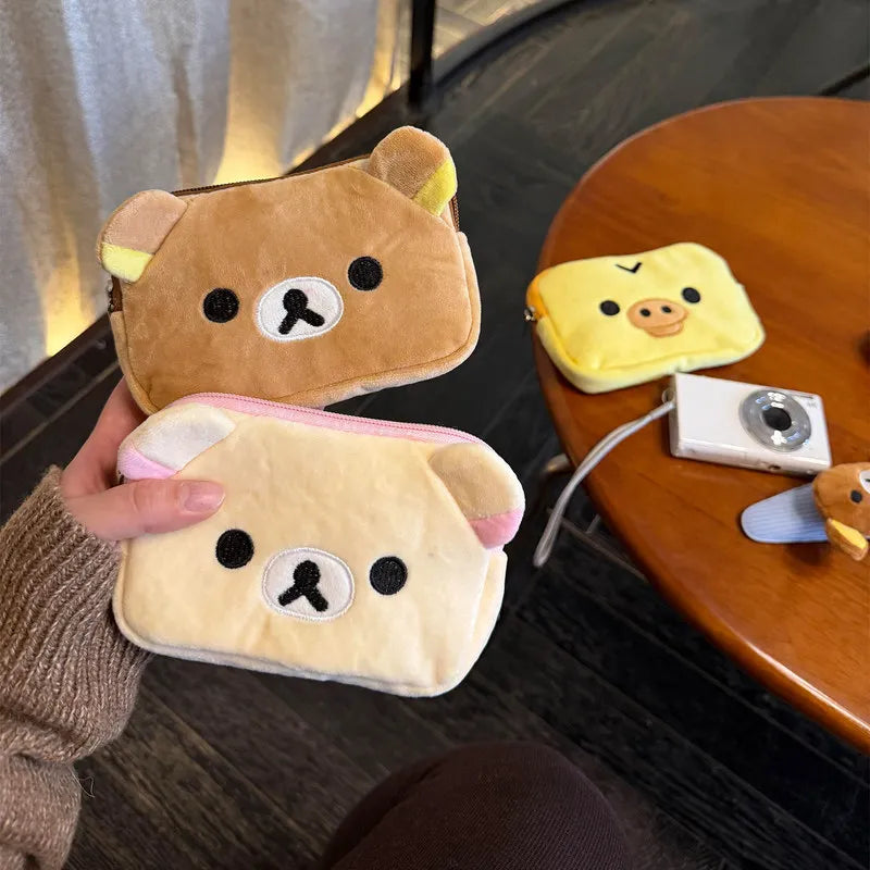Estuche multiusos Kawaii Rilakkuma Kiiroitori Korilakkuma, monedero, billetera, bolsas de cosméticos, organizador, bolsa de almacenamiento, regalos bonitos