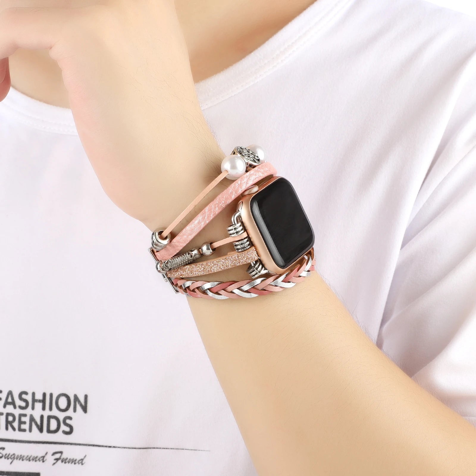 Metallrem til Apple Watch-rem, serie 876, SE54, ultra, dame, smykkekjede, iWatch 49 mm, 45 mm, 41 mm, 40 mm, 38 mm, 44 mm, skrellende håndledd