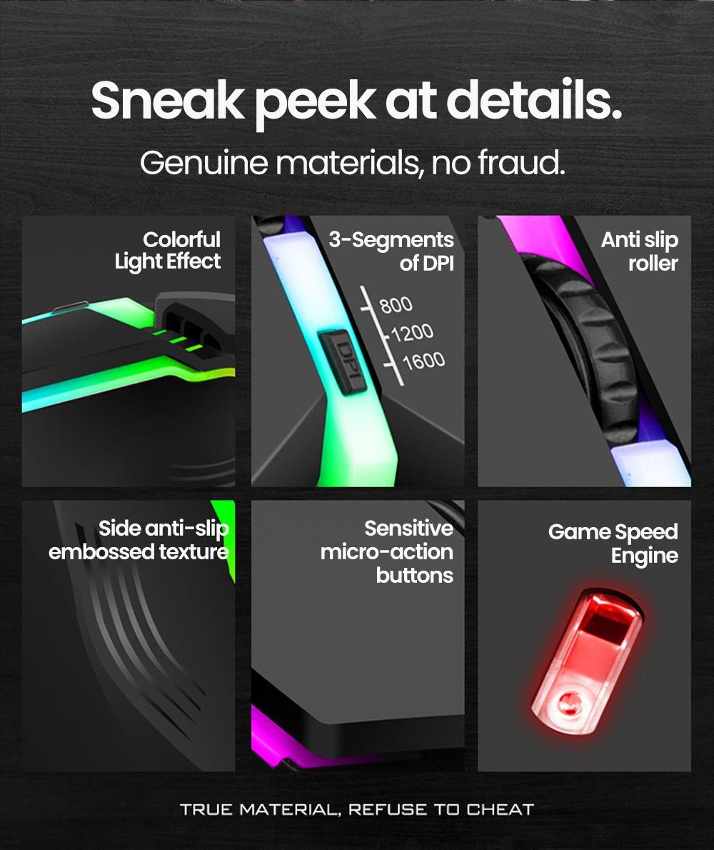 Mouse de gaming con cable Elough RGB – Silencioso, preciso y diseñado para el rendimiento