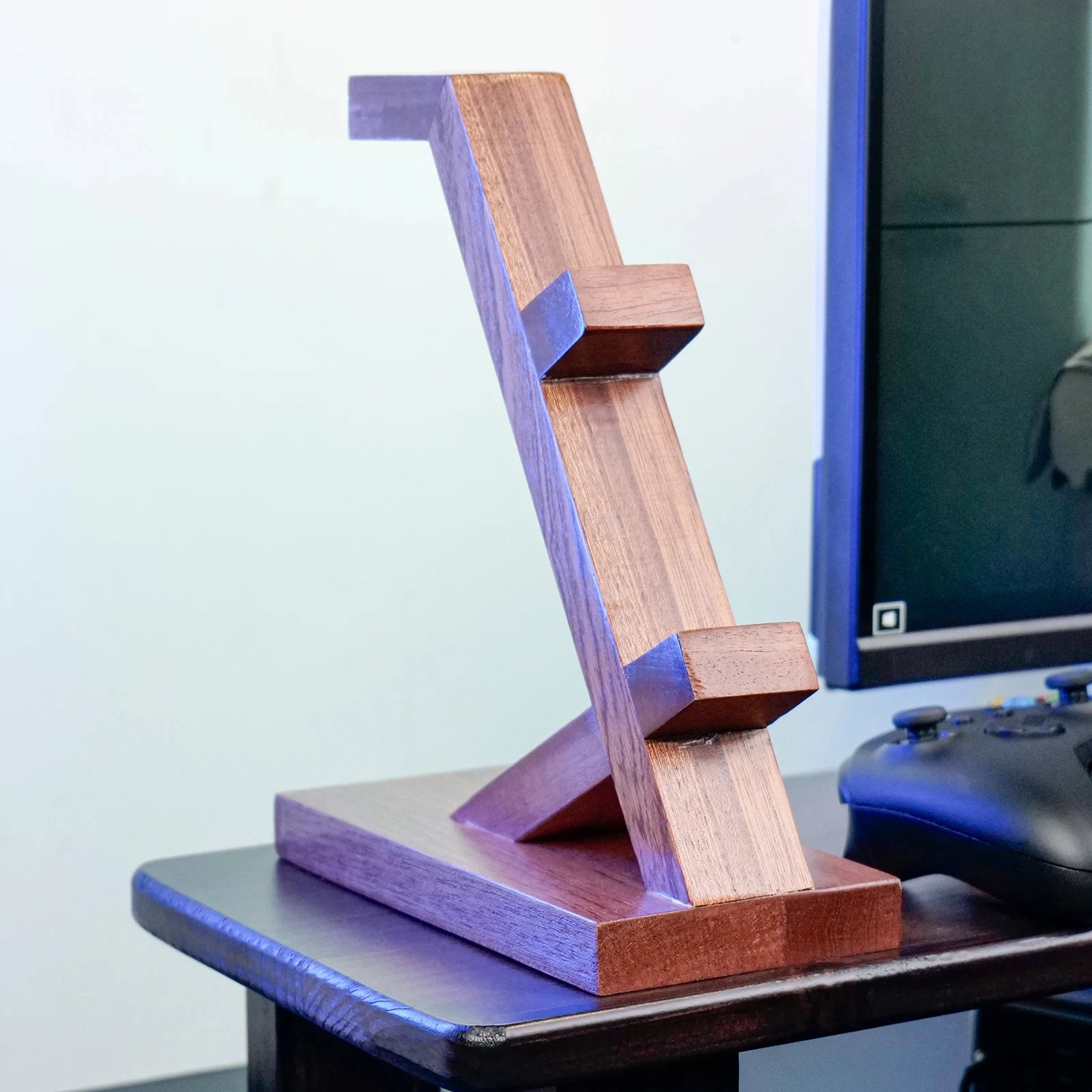 Soporte de madera para auriculares, soporte para auriculares gaming para escritorio, accesorios de gaming, regalo para AirPods, PS5, Xbox