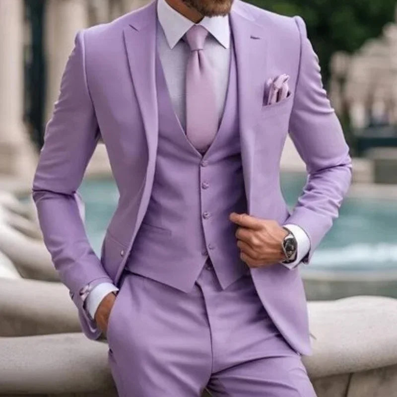 Men’s Lilac 3-Piece Tuxedo – Elegant, Classic & Perfect for Weddings