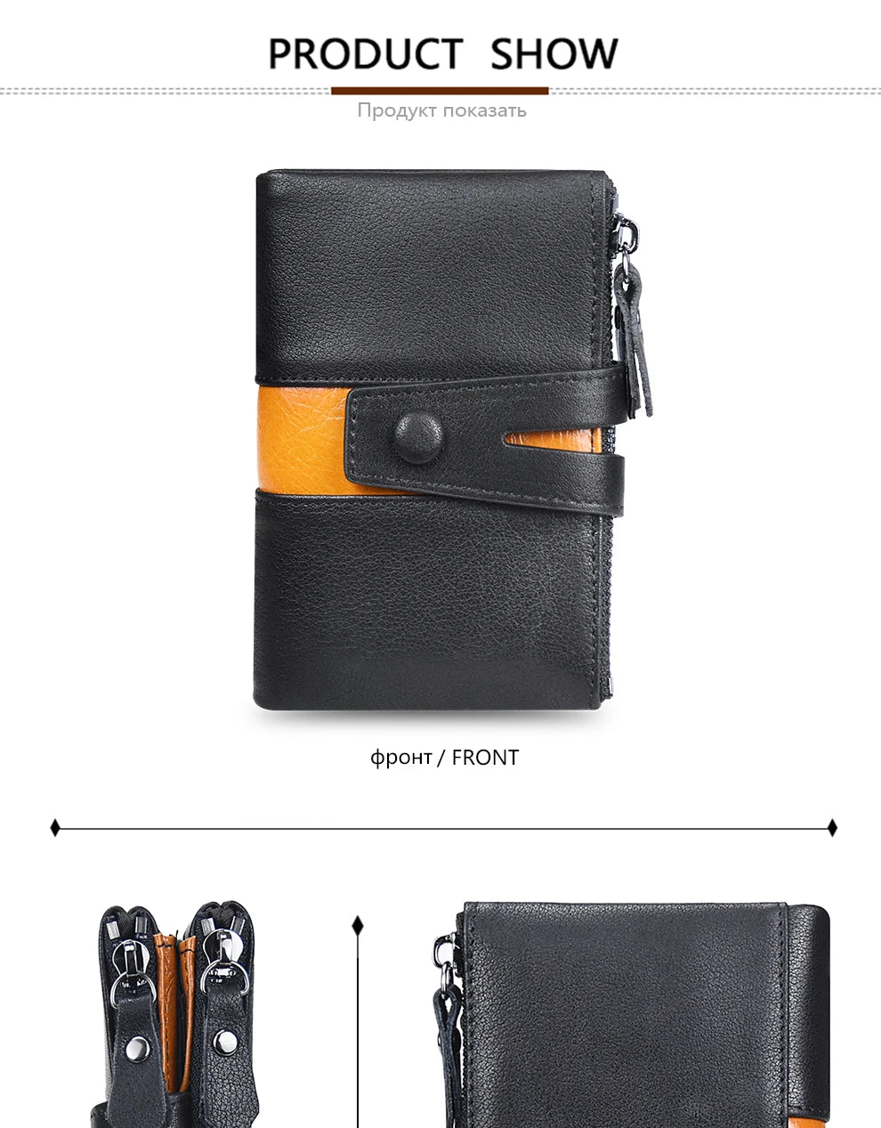 Cartera de piel auténtica para hombre, diseño de lujo, cartera corta plegable, monedero vintage con broche para monedas, bolsillo multifuncional para tarjetas