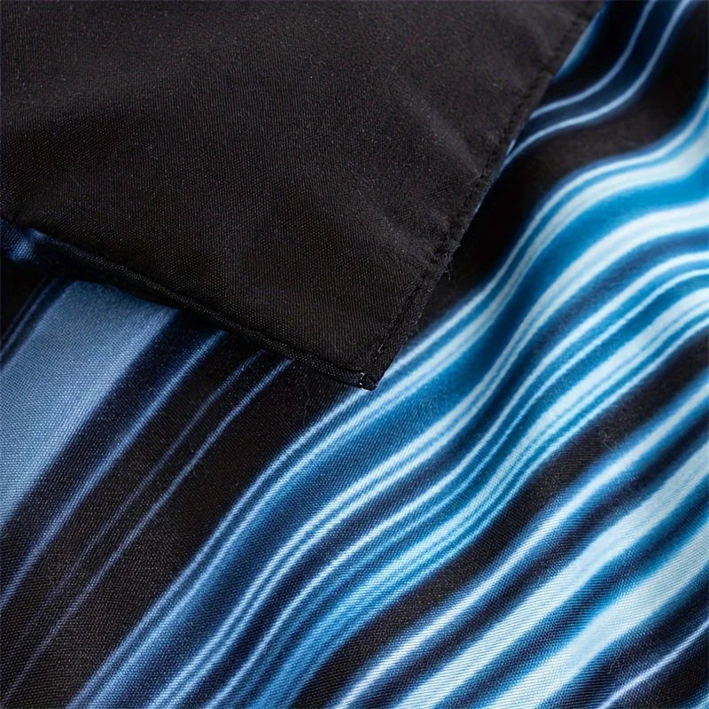 Juego de funda nórdica de 3 piezas azul y negro, funda de cama 3D, decoración de dormitorio para hombres, mujeres y adultos, tela cómoda y suave, sin núcleo de almohada