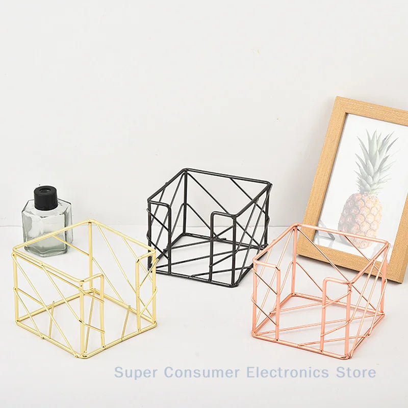 Sticky Note Holder Dispenser Notepad Holder Desk Storage Box Creative Hollow Out Pattern Sticky Notes Box Office Supplies