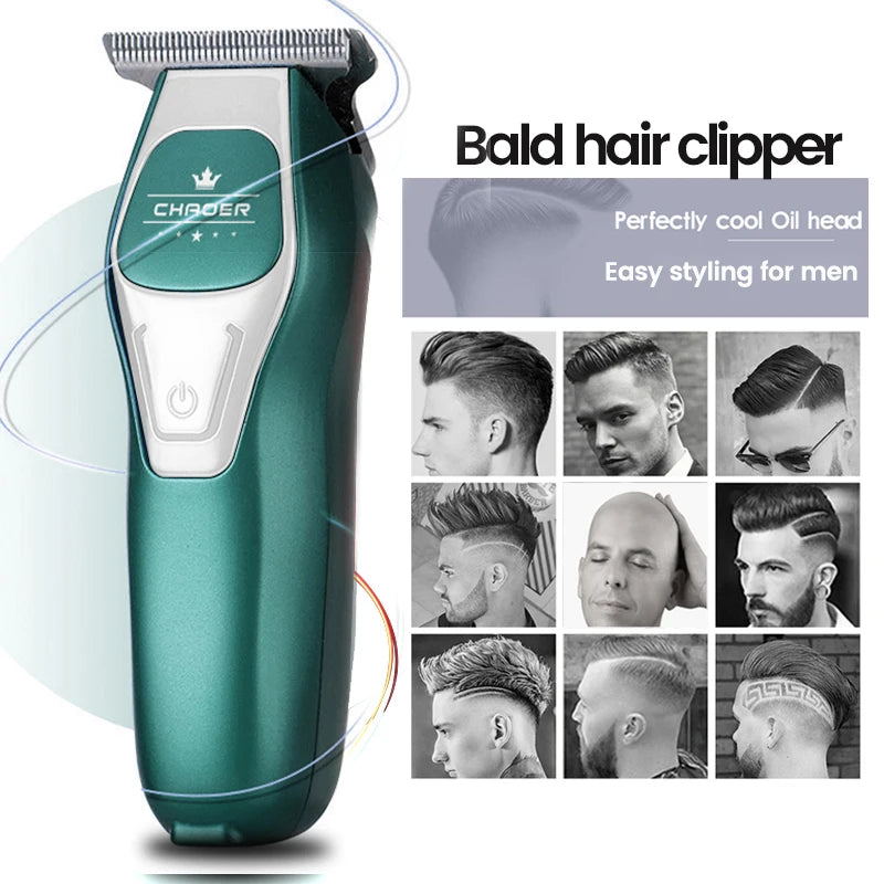 Cortapelos profesional para barbería, afeitadora para hombres, recortador de barba eléctrico, cuchilla en T de 0 mm, cortador de pelo inalámbrico, máquina de cortar el pelo