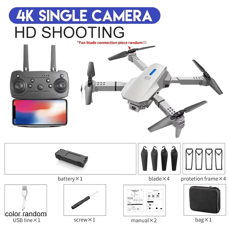 KBDFA E88 Professional Wide Angle RC Dron HD 4K Camera Mode Foldable Helicopter Aircraft Quadcopter Drone Kid Gift Toys