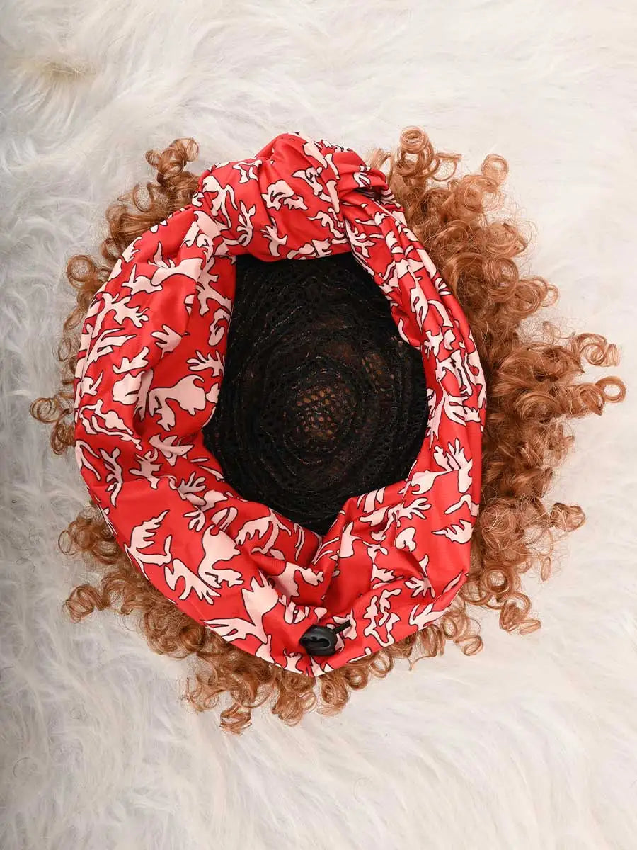 Red Afro Curly Headband Wig