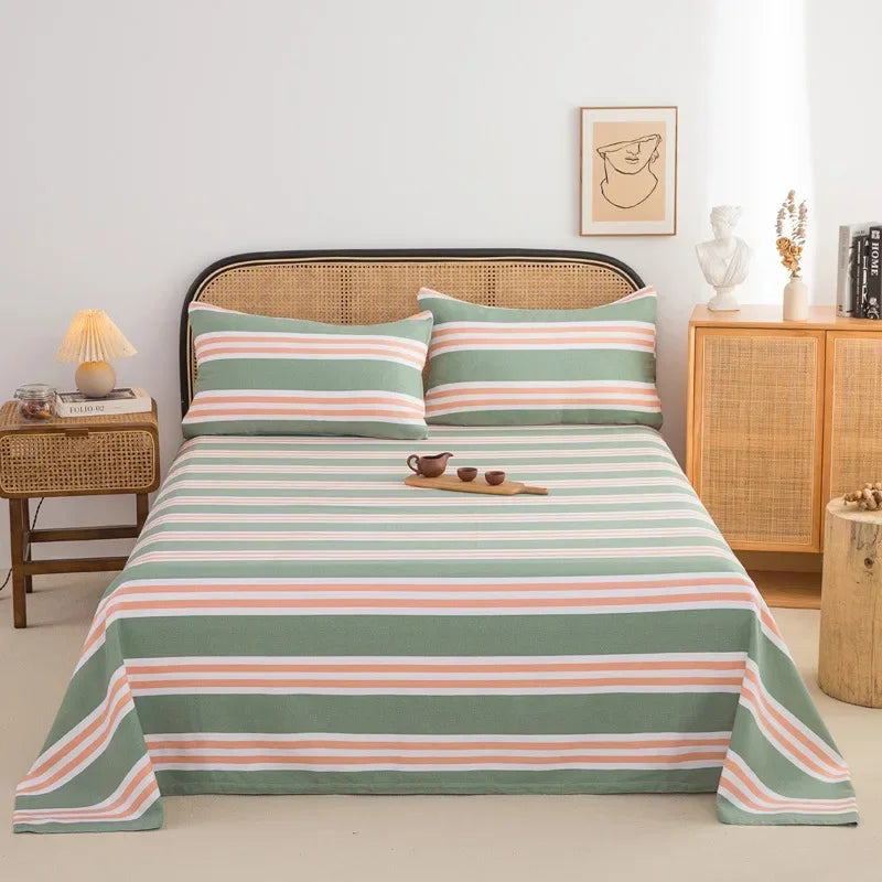 Mykt 100 % bomulls grovt stofflaken tykt Sleep Naked enkelt dobbeltlaken komfortabelt slitesterkt pustende laken queen size