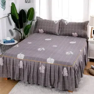 Colcha y cubrecama estilo coreano con volantes de cama transpirables, antimanchas y sin encogimiento, protector Simmons
