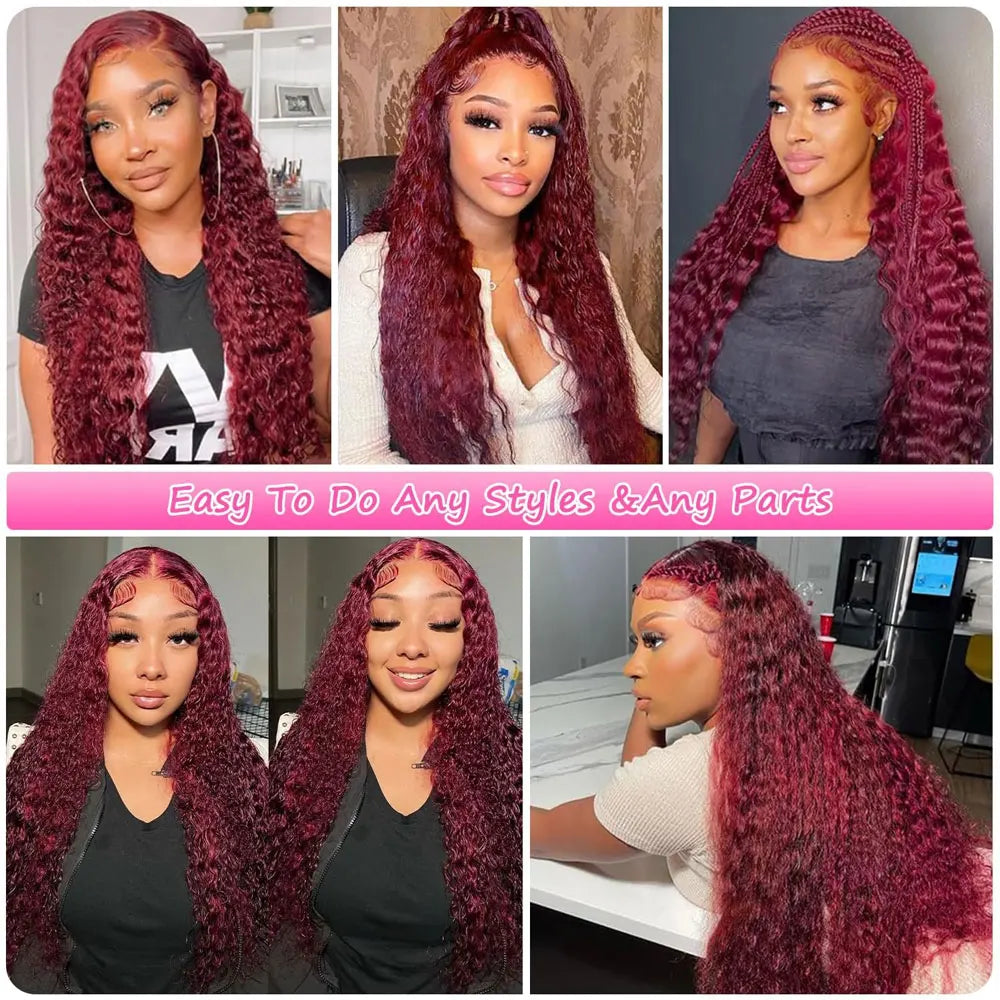 Burgundy Deep Wave Wig