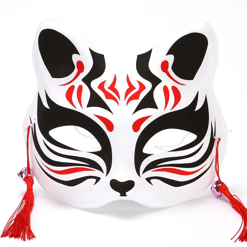Máscara de conejo de estilo japonés, máscaras de media cara, zorros, conejo, accesorios de cosplay, máscaras de fiesta de disfraces de Halloween, máscara de anime para mujeres y hombres