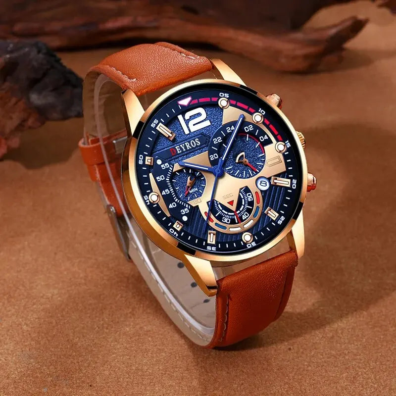 Juego de 2 relojes de lujo con calendario para hombre