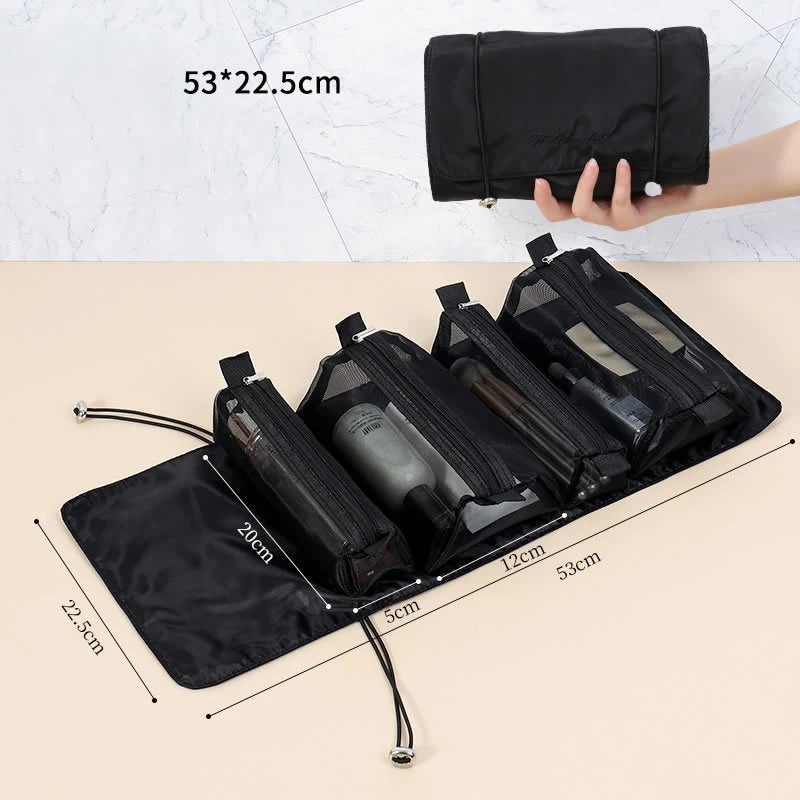Bolsas de maquillaje desmontables, 4 piezas en 1, neceser portátil de viaje plegable y separable, organizador de almacenamiento de artículos de tocador, bolsa de maquillaje nueva
