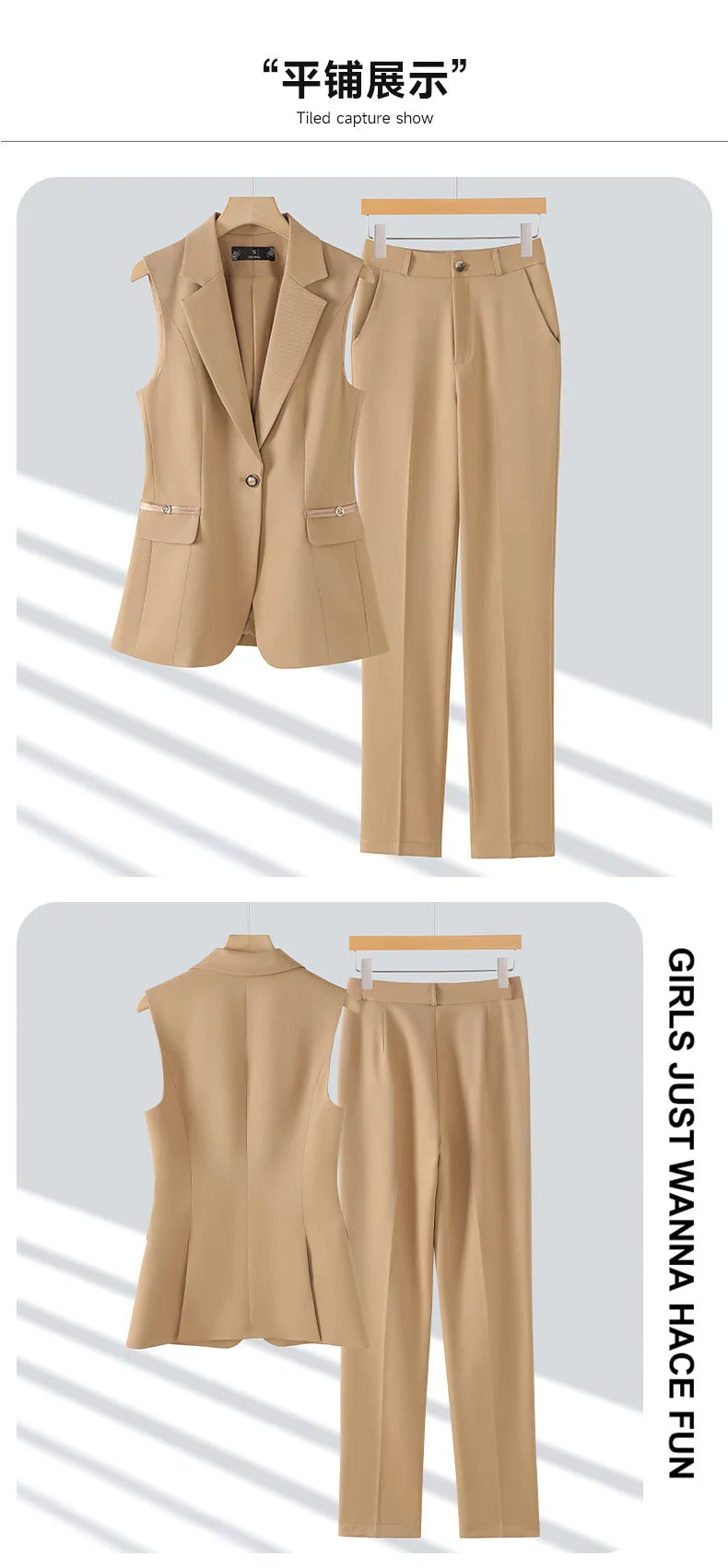 Women Pants Sets Off Shoulder Sleeveless Vest Top Female Pencil Pants Women 2 Piece Set Outfit Elegant Women's Pants Suit