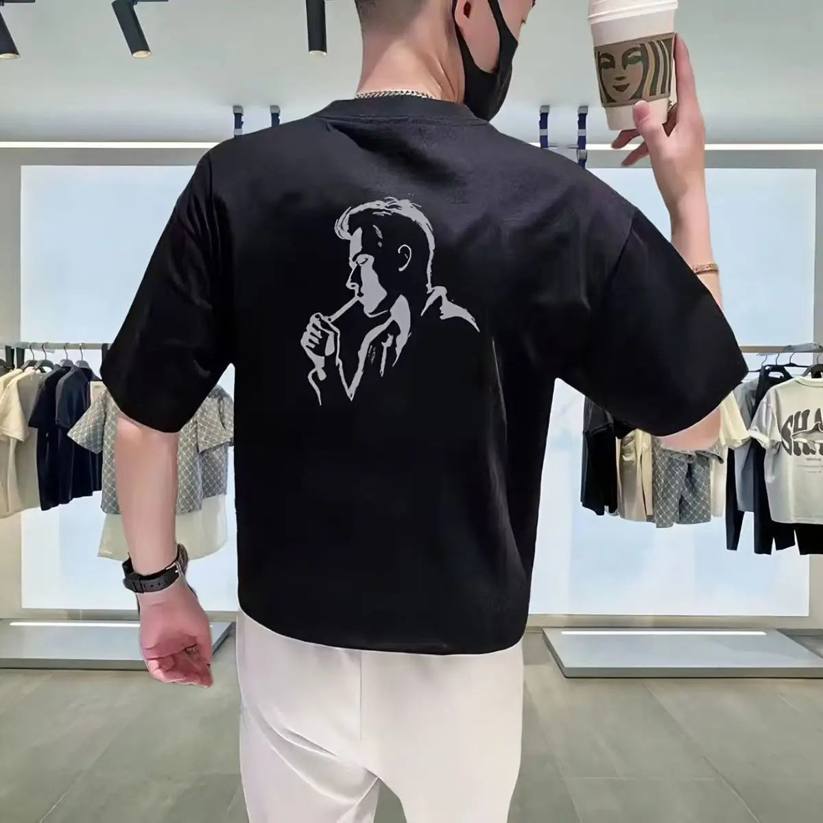 Camiseta de Lujo de Manga Corta para Hombre Moda Verano Algodón Premium de Alta Gama Cómoda Transpirable Ropa Urbana Uso Diario