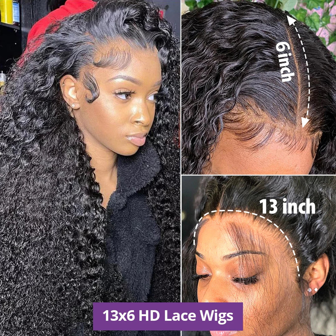 On Sale Clearance Transparent Lace Preplucked Brazilian Curly Human Hair Wigs 13x6 Frontal Deep Wave Black Wig 100% For Women