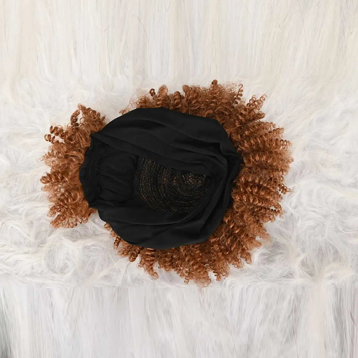 Headband Wig Curly Headband Wig With Bangs For Women Synthetic Afro Curly Hair Wig With Headband Attached Short Kinky Curly Afro High Puff With Bangs Stripes Short Red Curly Wigs with Bangs for Women, Natural Wavy Synthetic W