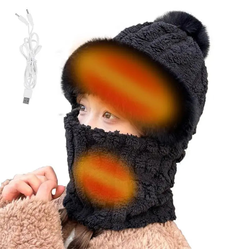 Winter Heated Hat Winter Hats Electric Cotton Heated Hat Neck Warmer Earflap Women Windproof Hats Beanie Hat for Winter warm